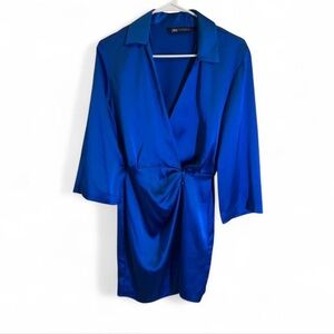 Zara Royal Blue Satin Mini Dress